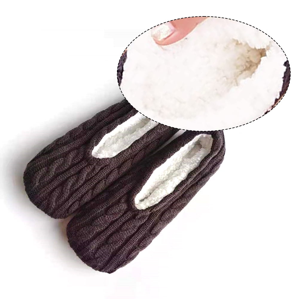 1Pairs Womens Thick & Warm Slipper Socks with Non Slip Grippers - House Socks,light pink dark grey - Image 3