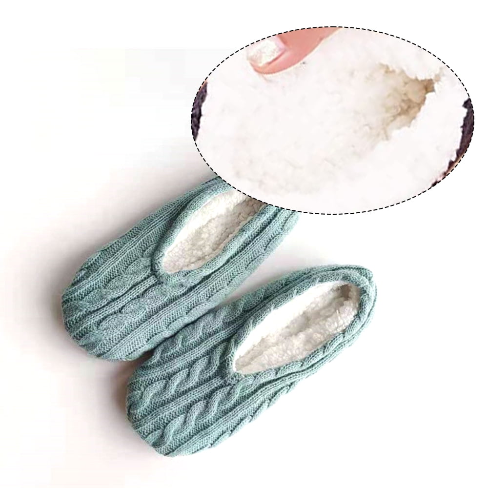 1Pairs Womens Thick & Warm Slipper Socks with Non Slip Grippers - House Socks,light pink light blue - Image 3