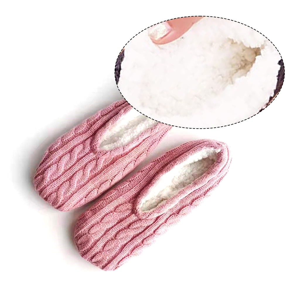 1Pairs Womens Thick & Warm Slipper Socks with Non Slip Grippers - House Socks light pink - Image 3