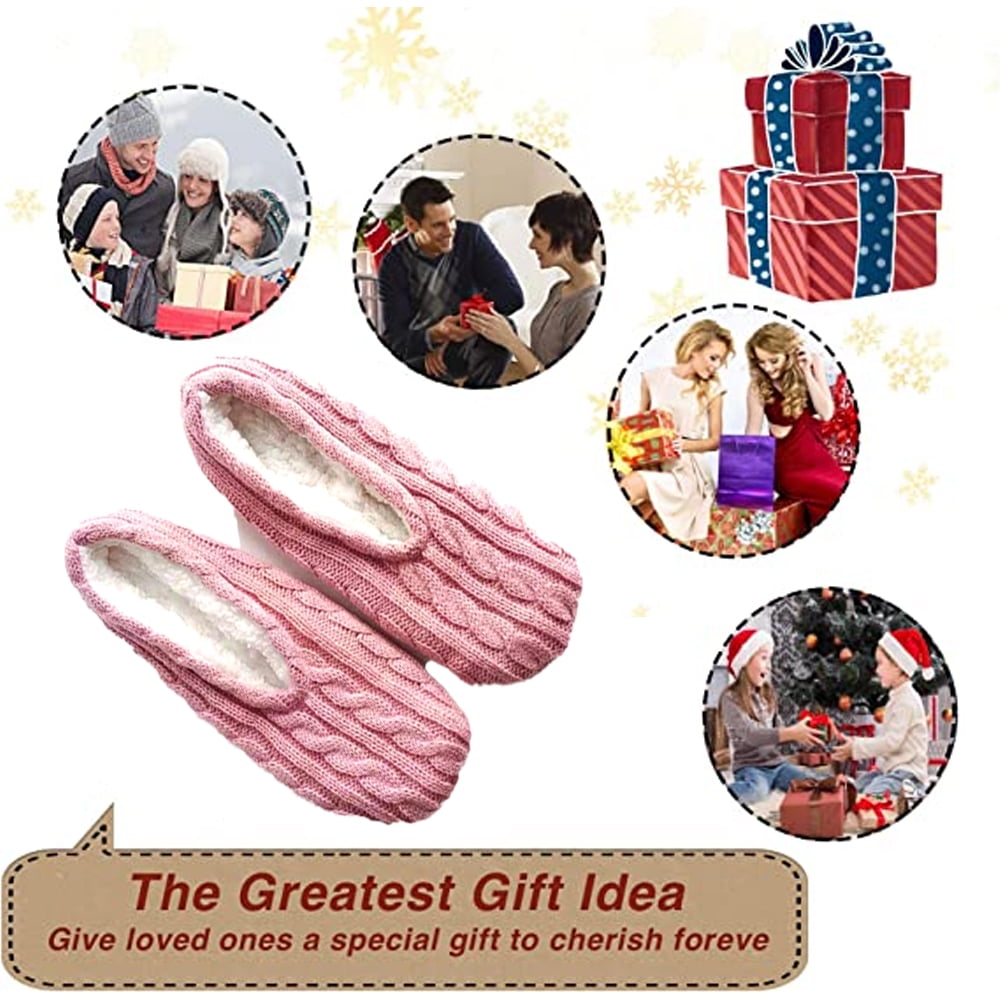 1Pairs Womens Thick & Warm Slipper Socks with Non Slip Grippers - House Socks light pink - Image 5
