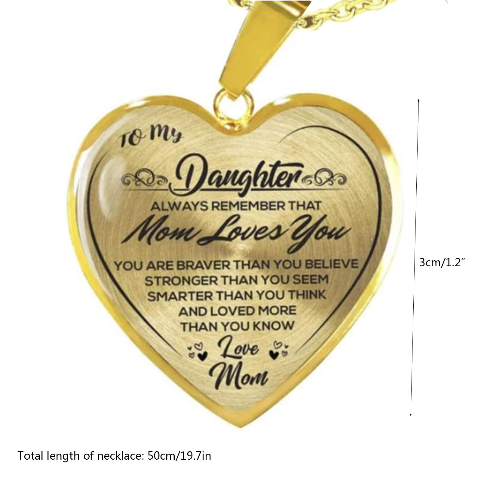 clearance under $5 LSLJS To My Daughter Stainless Steel Necklace Heart Lettering Peach Heart Pendant Necklace Jewelry Gifts for Daughter Gold - Image 2