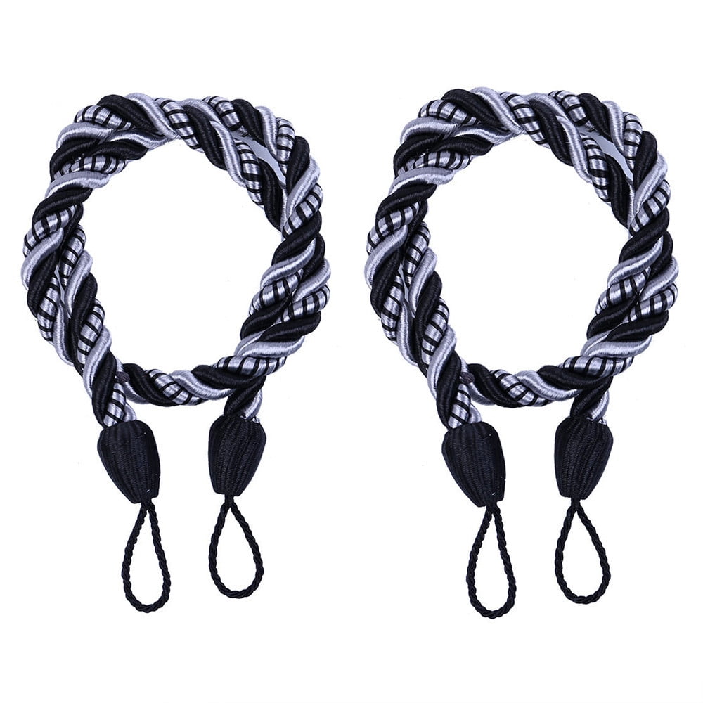 LSLJS Curtain Tiebacks Clearance Under $5! Curtain Holdbacks, 2PCS Curtain Tie Backs for Curtains, Ropes Tie Backs for Curtain Cord Buckle Tiebacks Tie Backs Beige Black - Image 1