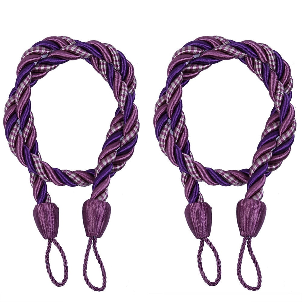 LSLJS Curtain Tiebacks Clearance Under $5! Curtain Holdbacks, 2PCS Curtain Tie Backs for Curtains, Ropes Tie Backs for Curtain Cord Buckle Tiebacks Tie Backs Beige Purple - Image 1