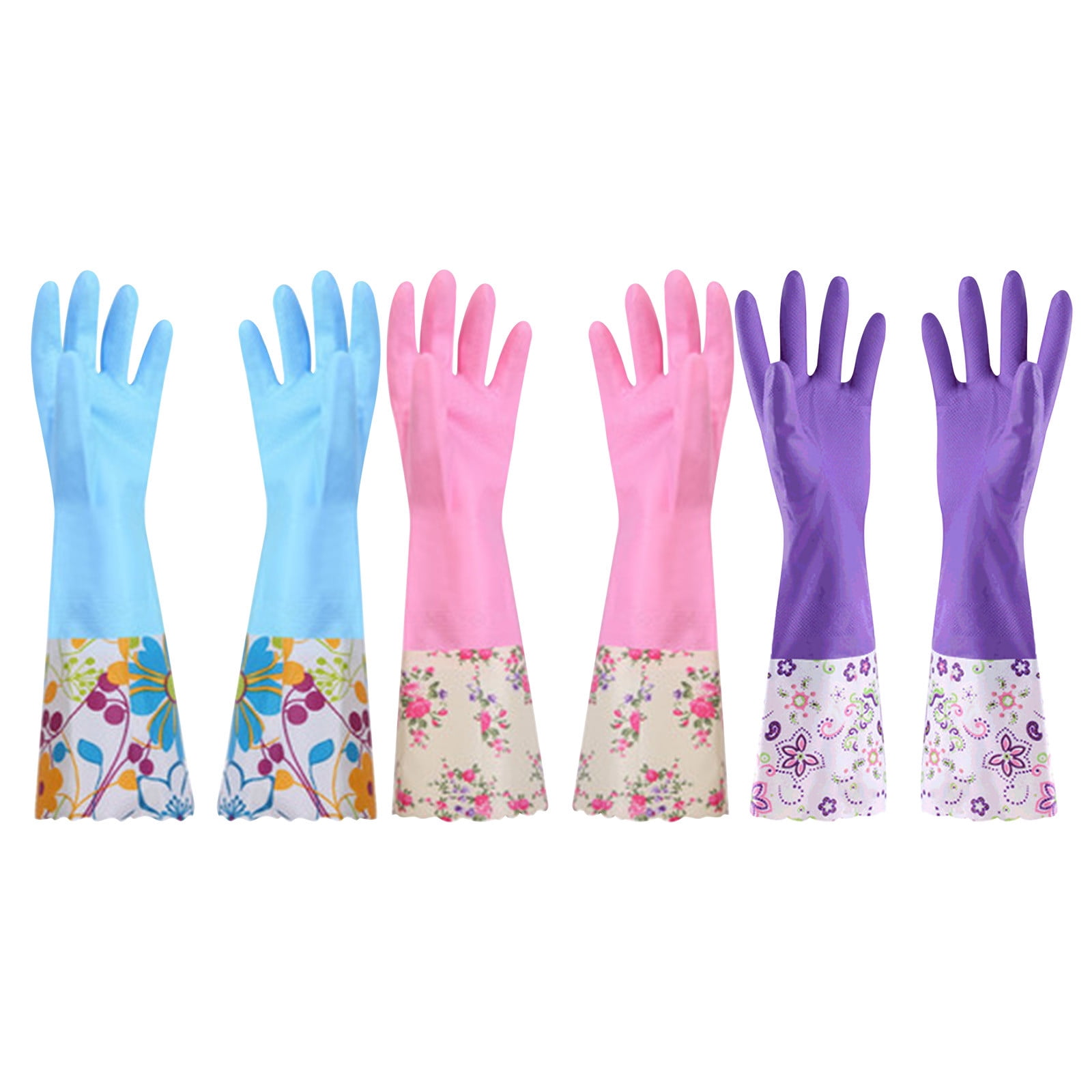 LSLJS Rubber Gloves, Cleaning Gloves, Dishwashing Gloves, Kitchen Gloves for Washing Dishes, Household Reusable Gloves for Cleaning, Dishwasher Safe Flower Print Dish Gloves Medium Pink On Clearance M Red - Image 5