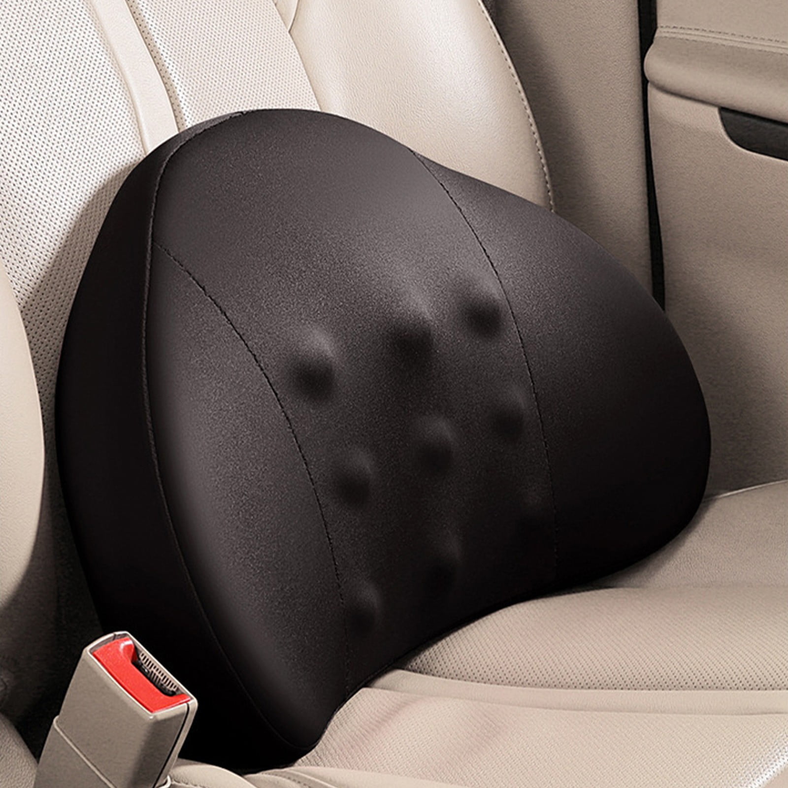 LSLJS Lumbar Cushion Memory Foam Lumbar Support Pillow for Car - Mid/Lower Back Support Cushion - for Car Seat, Office Chair, Car Lumbar Support Cute Car Pandas Lumbar Pillow Car Interior Supplies A-Black - Image 1