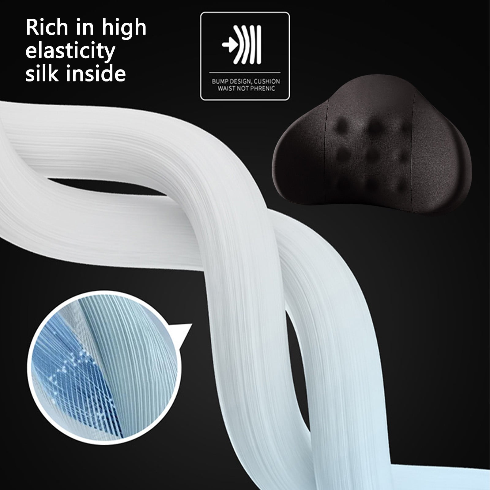 LSLJS Lumbar Cushion Memory Foam Lumbar Support Pillow for Car - Mid/Lower Back Support Cushion - for Car Seat, Office Chair, Car Lumbar Support Cute Car Pandas Lumbar Pillow Car Interior Supplies A-Black - Image 6