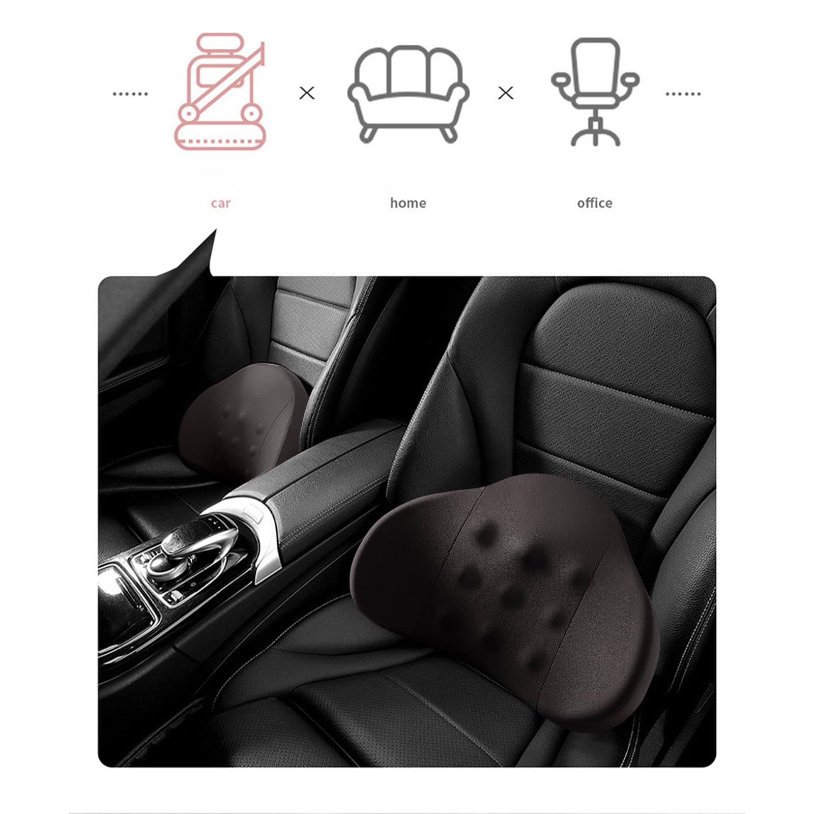 LSLJS Lumbar Cushion Memory Foam Lumbar Support Pillow for Car - Mid/Lower Back Support Cushion - for Car Seat, Office Chair, Car Lumbar Support Cute Car Pandas Lumbar Pillow Car Interior Supplies A-Black - Image 7