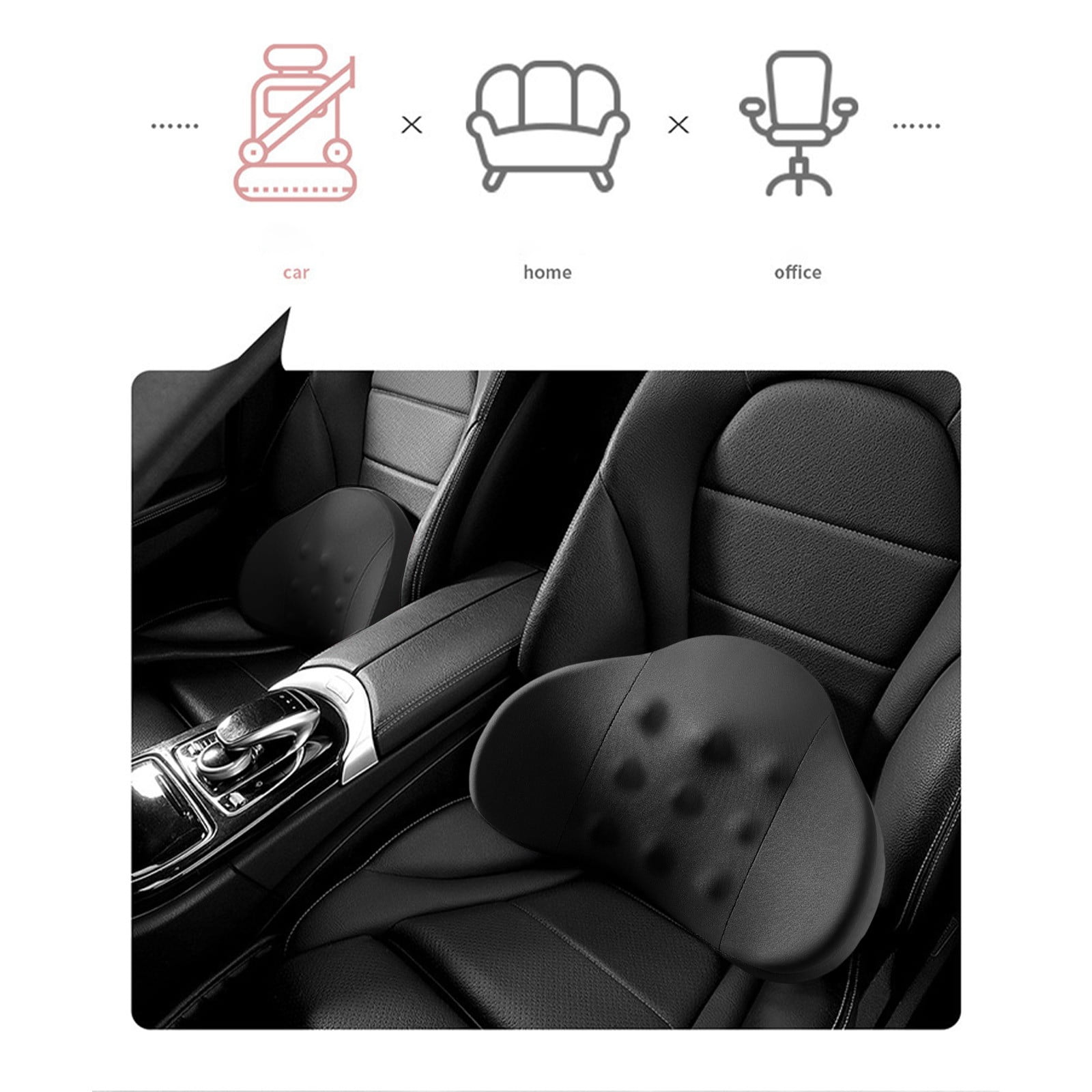 LSLJS Lumbar Cushion Memory Foam Lumbar Support Pillow for Car - Mid/Lower Back Support Cushion - for Car Seat, Office Chair, Car Lumbar Support Cute Car Pandas Lumbar Pillow Car Interior Supplies A-Dark Gray - Image 7