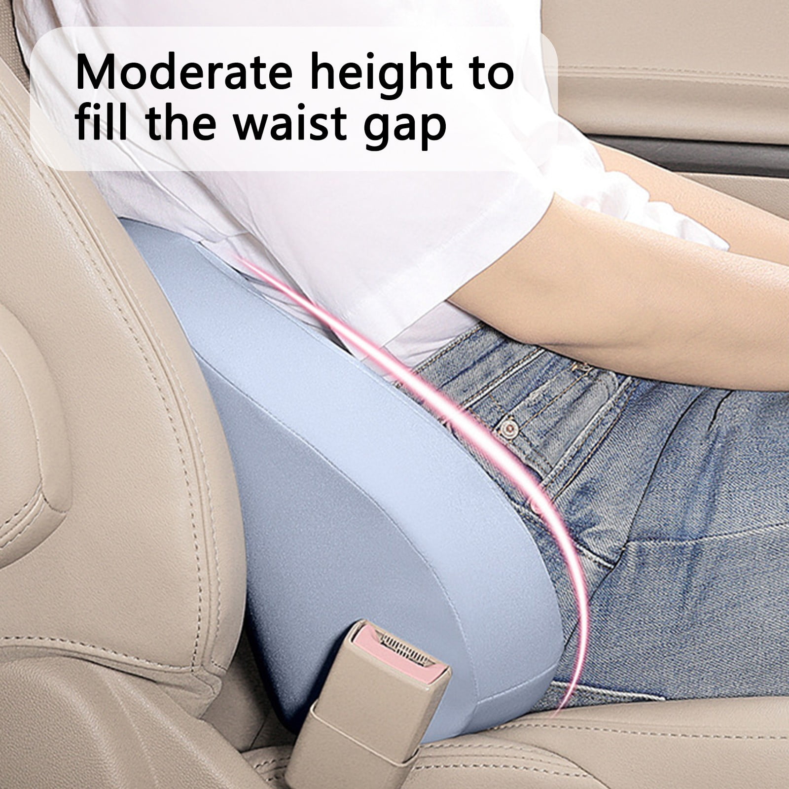 LSLJS Lumbar Cushion Memory Foam Lumbar Support Pillow for Car - Mid/Lower Back Support Cushion - for Car Seat, Office Chair, Car Lumbar Support Cute Car Pandas Lumbar Pillow Car Interior Supplies A-Light Blue - Image 5