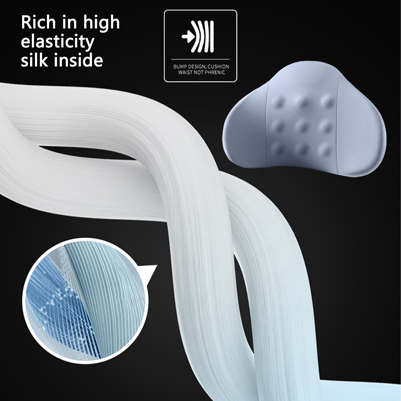 LSLJS Lumbar Cushion Memory Foam Lumbar Support Pillow for Car - Mid/Lower Back Support Cushion - for Car Seat, Office Chair, Car Lumbar Support Cute Car Pandas Lumbar Pillow Car Interior Supplies A-Light Blue - Image 6
