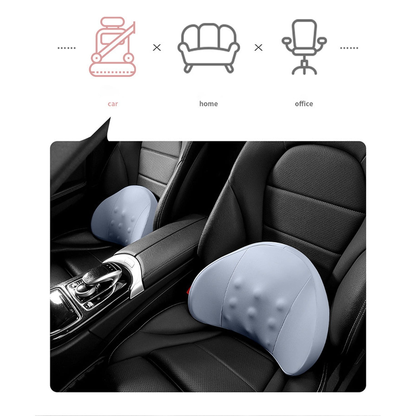 LSLJS Lumbar Cushion Memory Foam Lumbar Support Pillow for Car - Mid/Lower Back Support Cushion - for Car Seat, Office Chair, Car Lumbar Support Cute Car Pandas Lumbar Pillow Car Interior Supplies A-Light Blue - Image 7