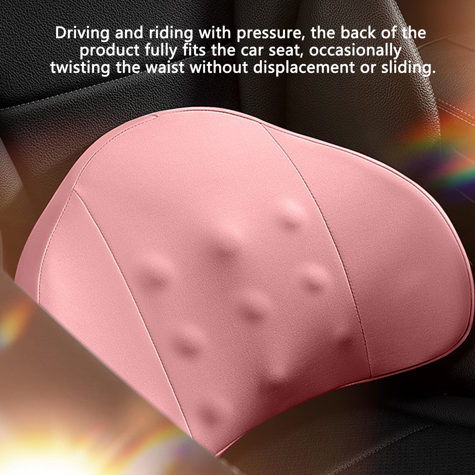 LSLJS Lumbar Cushion Memory Foam Lumbar Support Pillow for Car - Mid/Lower Back Support Cushion - for Car Seat, Office Chair, Car Lumbar Support Cute Car Pandas Lumbar Pillow Car Interior Supplies A-Pink - Image 4