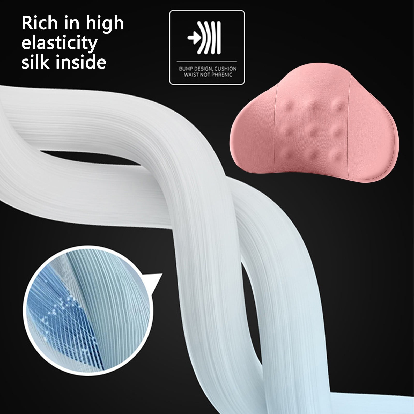 LSLJS Lumbar Cushion Memory Foam Lumbar Support Pillow for Car - Mid/Lower Back Support Cushion - for Car Seat, Office Chair, Car Lumbar Support Cute Car Pandas Lumbar Pillow Car Interior Supplies A-Pink - Image 6