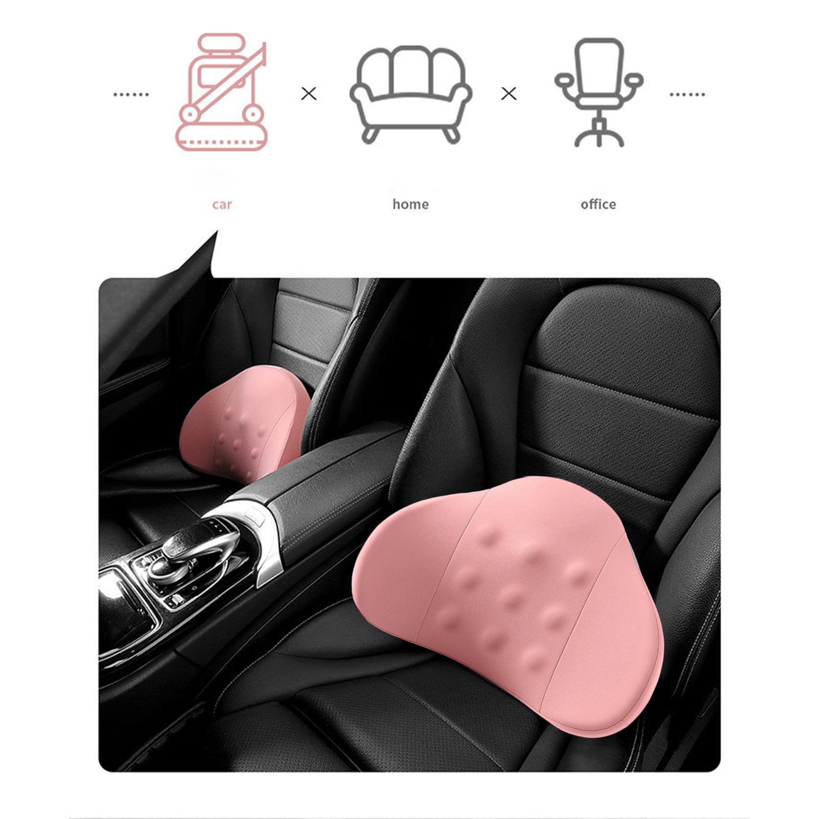 LSLJS Lumbar Cushion Memory Foam Lumbar Support Pillow for Car - Mid/Lower Back Support Cushion - for Car Seat, Office Chair, Car Lumbar Support Cute Car Pandas Lumbar Pillow Car Interior Supplies A-Pink - Image 7
