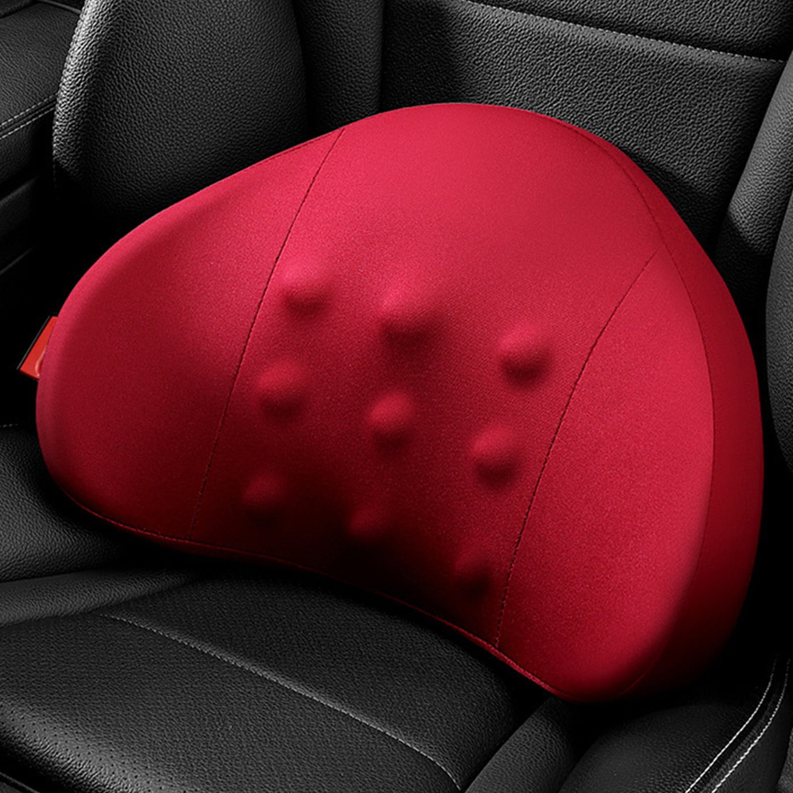 LSLJS Lumbar Cushion Memory Foam Lumbar Support Pillow for Car - Mid/Lower Back Support Cushion - for Car Seat, Office Chair, Car Lumbar Support Cute Car Pandas Lumbar Pillow Car Interior Supplies A-Red - Image 1