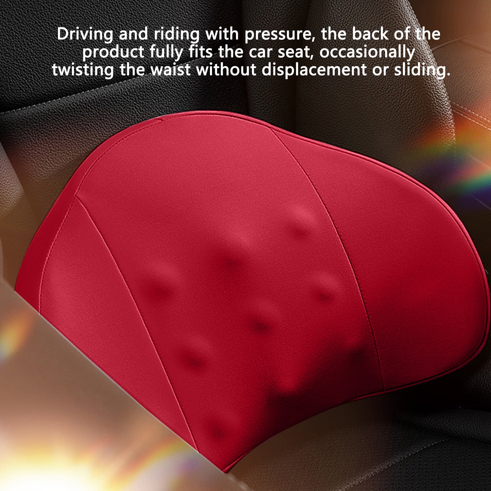 LSLJS Lumbar Cushion Memory Foam Lumbar Support Pillow for Car - Mid/Lower Back Support Cushion - for Car Seat, Office Chair, Car Lumbar Support Cute Car Pandas Lumbar Pillow Car Interior Supplies A-Red - Image 4