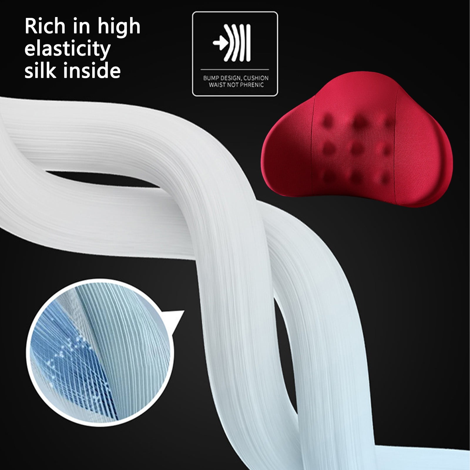 LSLJS Lumbar Cushion Memory Foam Lumbar Support Pillow for Car - Mid/Lower Back Support Cushion - for Car Seat, Office Chair, Car Lumbar Support Cute Car Pandas Lumbar Pillow Car Interior Supplies A-Red - Image 6