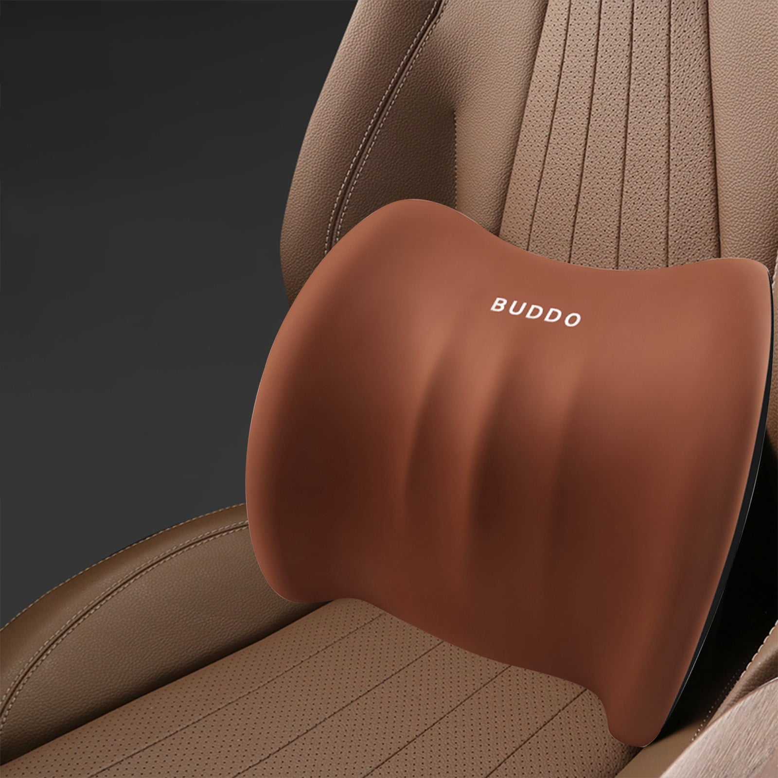 LSLJS Lumbar Cushion Memory Foam Lumbar Support Pillow for Car - Mid/Lower Back Support Cushion - for Car Seat, Office Chair, Car Lumbar Support Cute Car Pandas Lumbar Pillow Car Interior Supplies B-Coffee - Image 1