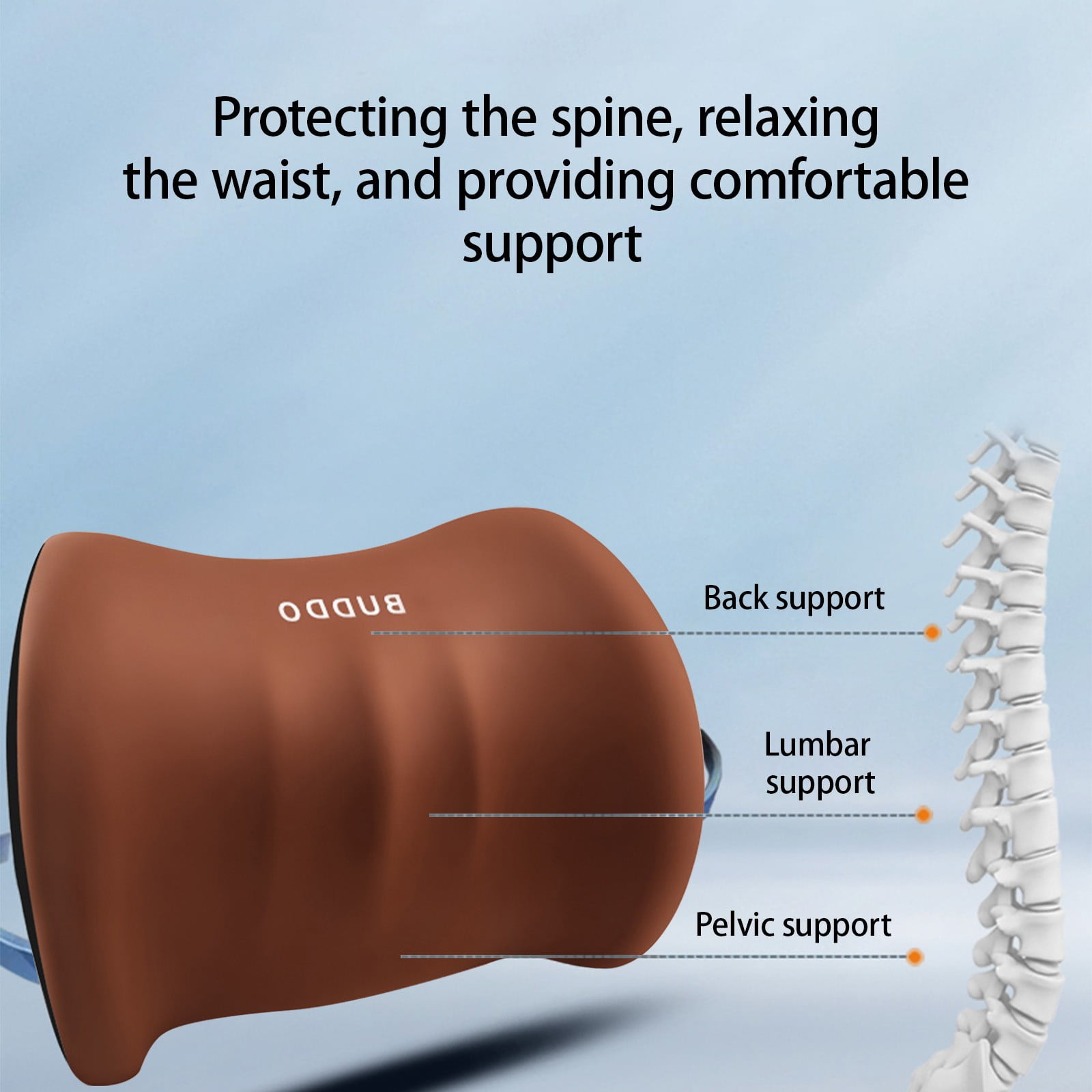 LSLJS Lumbar Cushion Memory Foam Lumbar Support Pillow for Car - Mid/Lower Back Support Cushion - for Car Seat, Office Chair, Car Lumbar Support Cute Car Pandas Lumbar Pillow Car Interior Supplies B-Coffee - Image 7