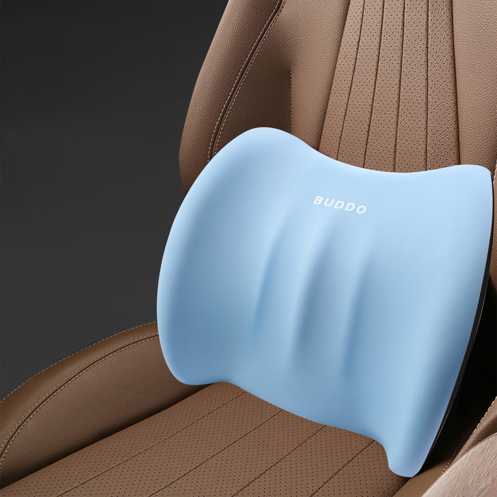 LSLJS Lumbar Cushion Memory Foam Lumbar Support Pillow for Car - Mid/Lower Back Support Cushion - for Car Seat, Office Chair, Car Lumbar Support Cute Car Pandas Lumbar Pillow Car Interior Supplies B-Light blue - Image 1