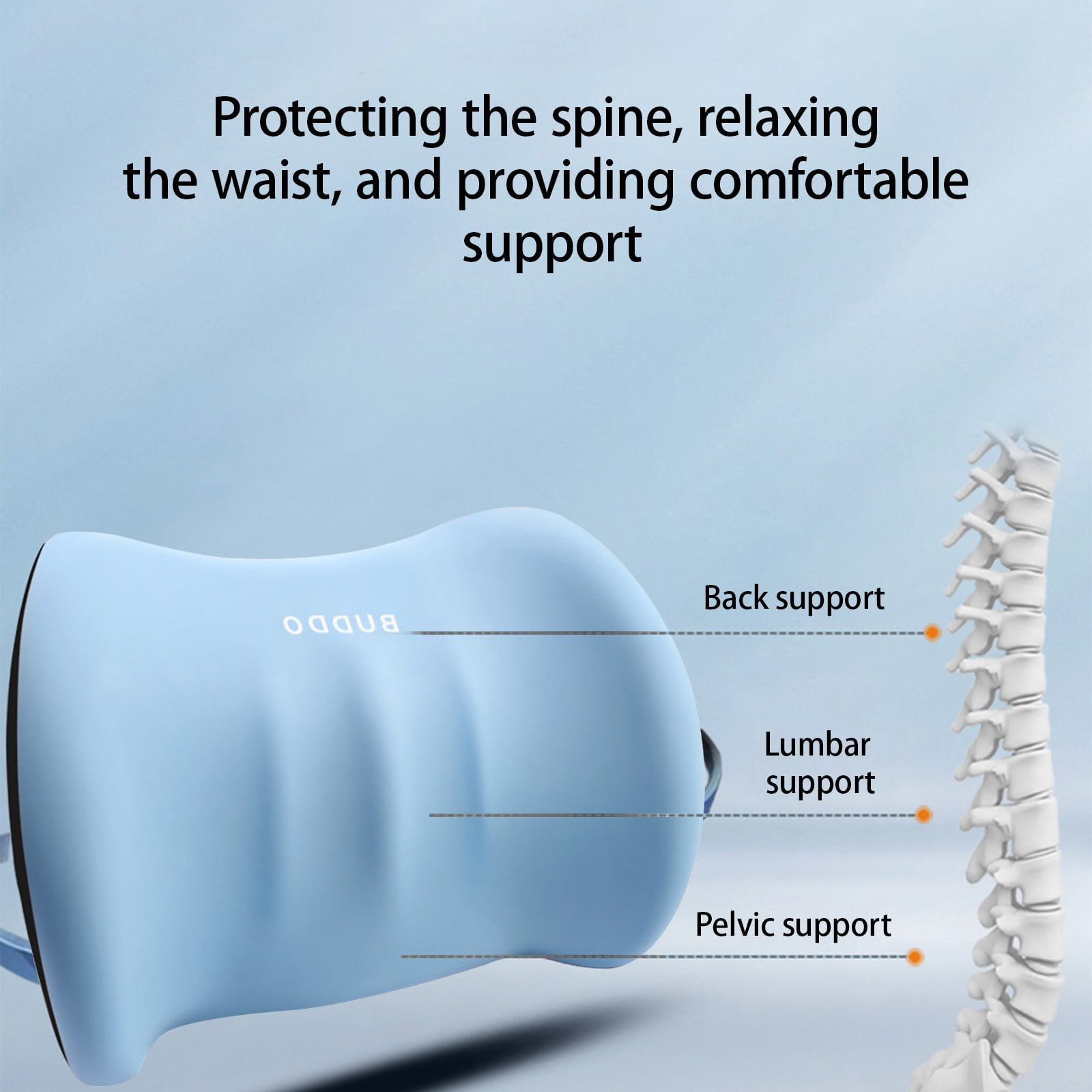 LSLJS Lumbar Cushion Memory Foam Lumbar Support Pillow for Car - Mid/Lower Back Support Cushion - for Car Seat, Office Chair, Car Lumbar Support Cute Car Pandas Lumbar Pillow Car Interior Supplies B-Light blue - Image 7