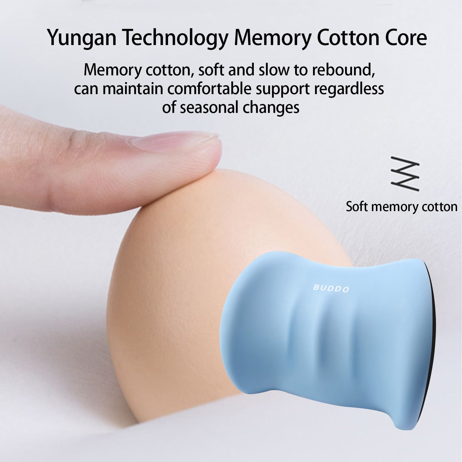 LSLJS Lumbar Cushion Memory Foam Lumbar Support Pillow for Car - Mid/Lower Back Support Cushion - for Car Seat, Office Chair, Car Lumbar Support Cute Car Pandas Lumbar Pillow Car Interior Supplies B-Light blue - Image 8