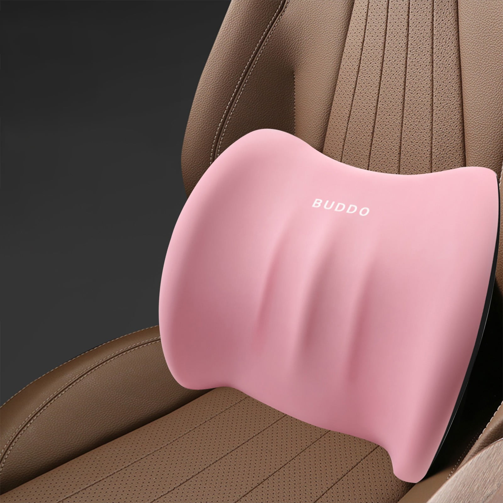 LSLJS Lumbar Cushion Memory Foam Lumbar Support Pillow for Car - Mid/Lower Back Support Cushion - for Car Seat, Office Chair, Car Lumbar Support Cute Car Pandas Lumbar Pillow Car Interior Supplies B-Pink - Image 1
