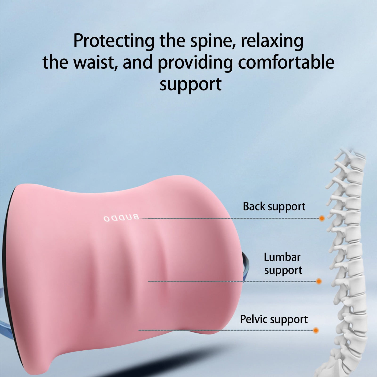 LSLJS Lumbar Cushion Memory Foam Lumbar Support Pillow for Car - Mid/Lower Back Support Cushion - for Car Seat, Office Chair, Car Lumbar Support Cute Car Pandas Lumbar Pillow Car Interior Supplies B-Pink - Image 7