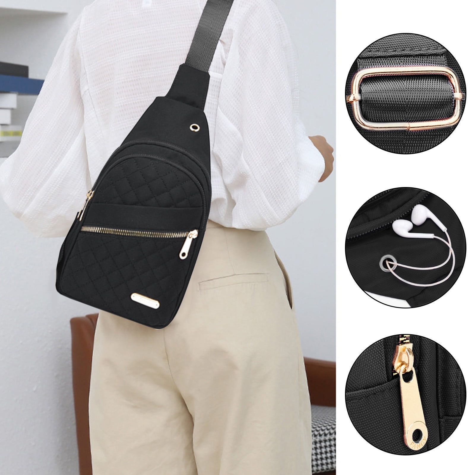 Suncoda Sling Bag for Women, Crossbody Sling Backpack Small Sling Bag Multipurpose Crossbody Shoulder Bag Travel Hiking Backpack, Sling Bag for Men #1-Black - Image 5