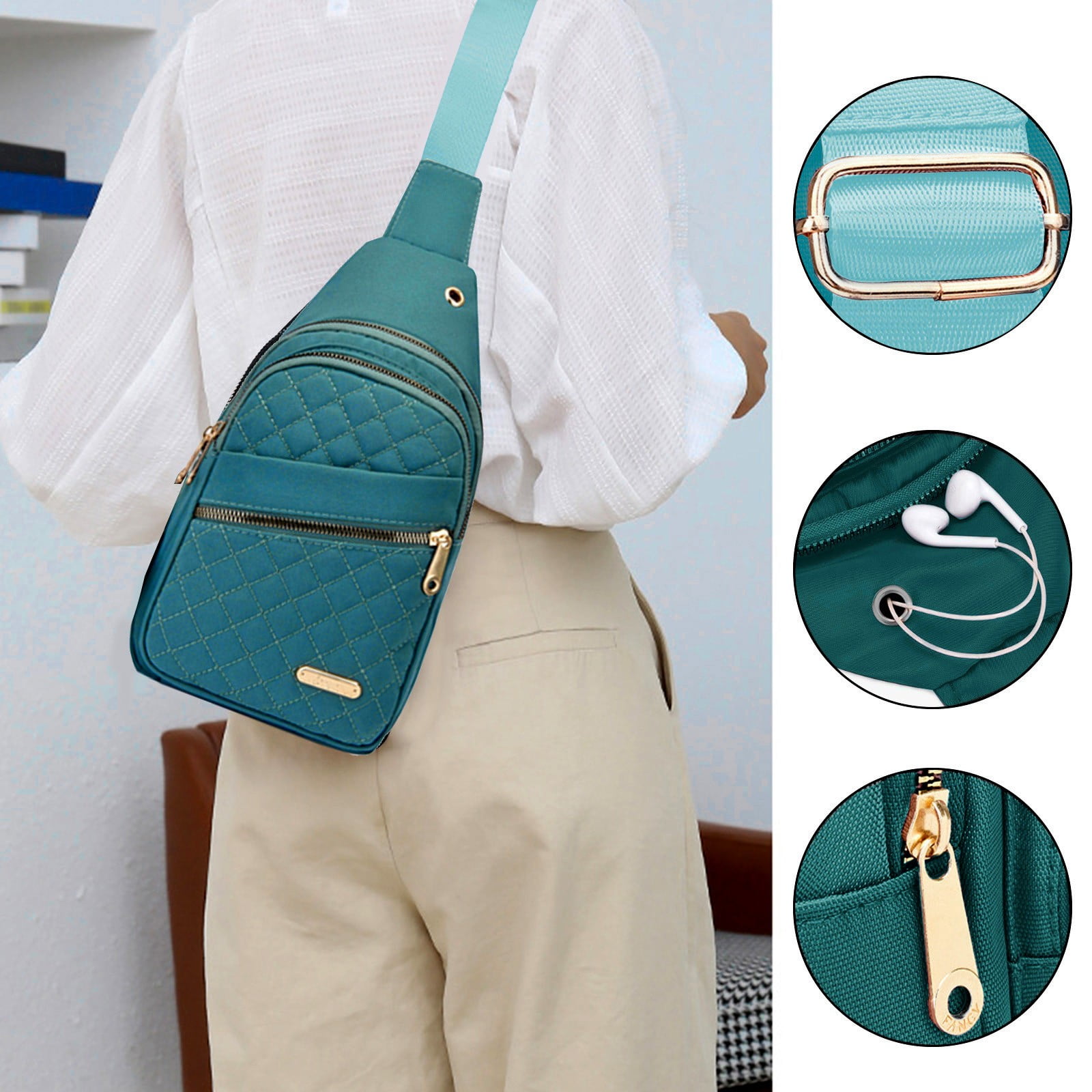 Suncoda Sling Bag for Women, Crossbody Sling Backpack Small Sling Bag Multipurpose Crossbody Shoulder Bag Travel Hiking Backpack, Sling Bag for Men #1-Green - Image 7