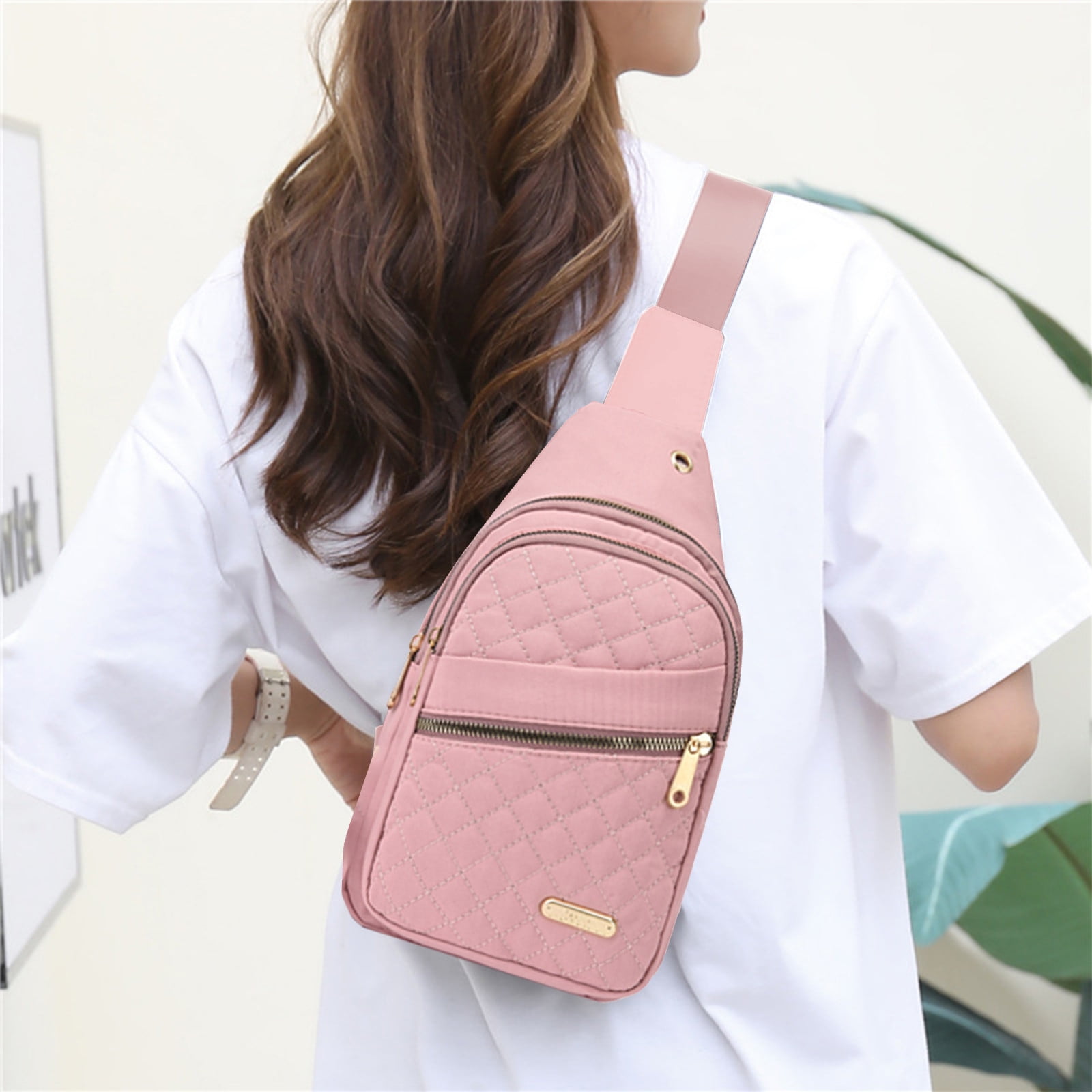 Suncoda Sling Bag for Women, Crossbody Sling Backpack Small Sling Bag Multipurpose Crossbody Shoulder Bag Travel Hiking Backpack, Sling Bag for Men #1-Pink - Image 1