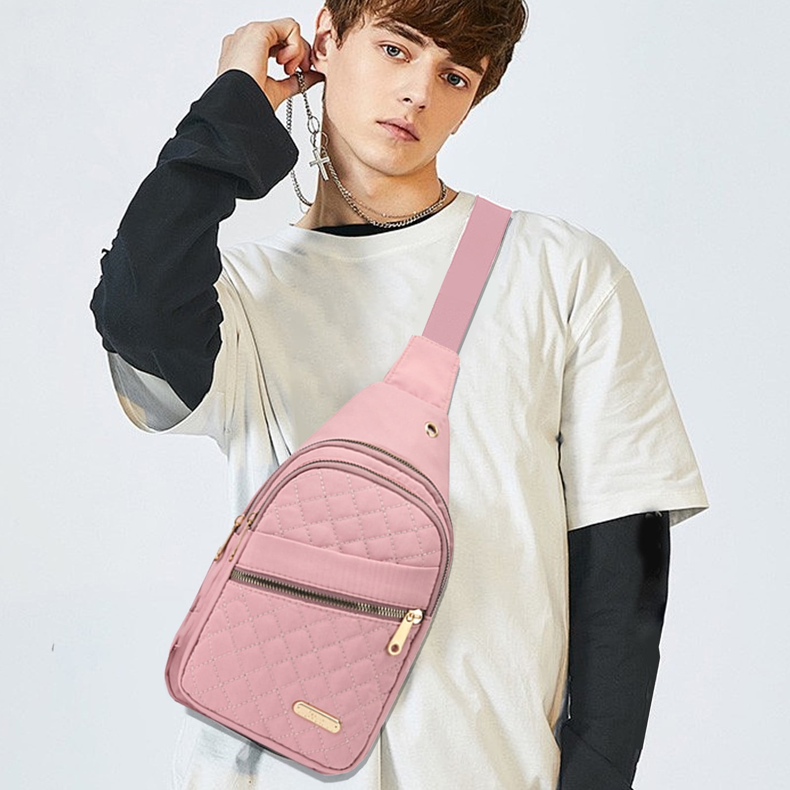 Suncoda Sling Bag for Women, Crossbody Sling Backpack Small Sling Bag Multipurpose Crossbody Shoulder Bag Travel Hiking Backpack, Sling Bag for Men #1-Pink - Image 5