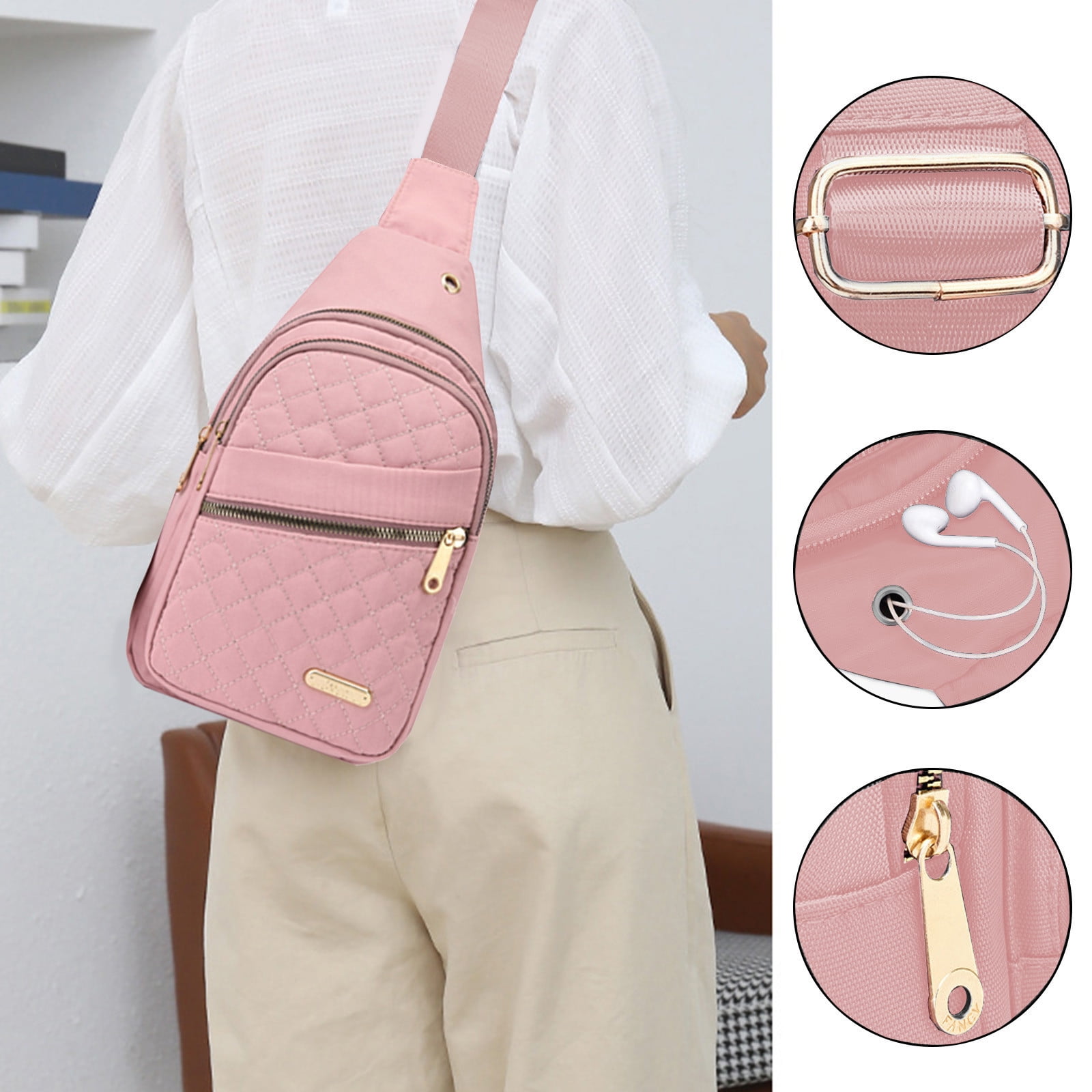 Suncoda Sling Bag for Women, Crossbody Sling Backpack Small Sling Bag Multipurpose Crossbody Shoulder Bag Travel Hiking Backpack, Sling Bag for Men #1-Pink - Image 6