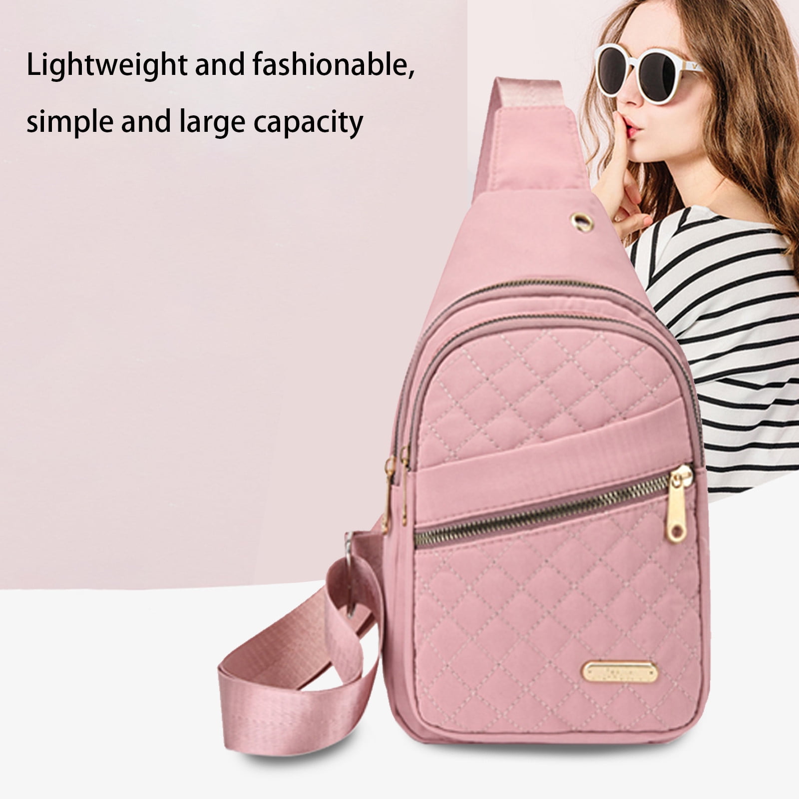 Suncoda Sling Bag for Women, Crossbody Sling Backpack Small Sling Bag Multipurpose Crossbody Shoulder Bag Travel Hiking Backpack, Sling Bag for Men #1-Pink - Image 8