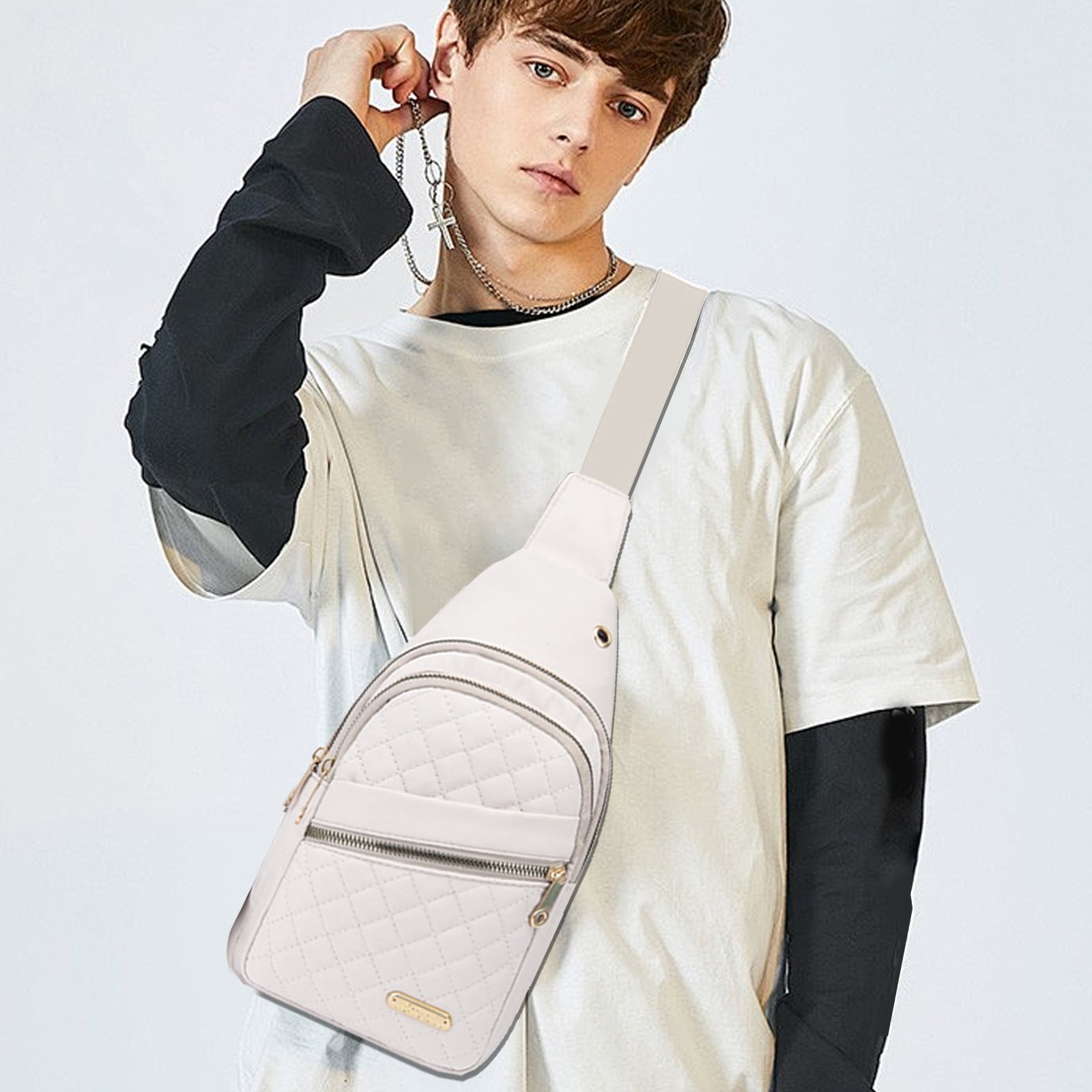 Suncoda Sling Bag for Women, Crossbody Sling Backpack Small Sling Bag Multipurpose Crossbody Shoulder Bag Travel Hiking Backpack, Sling Bag for Men #1-White - Image 5