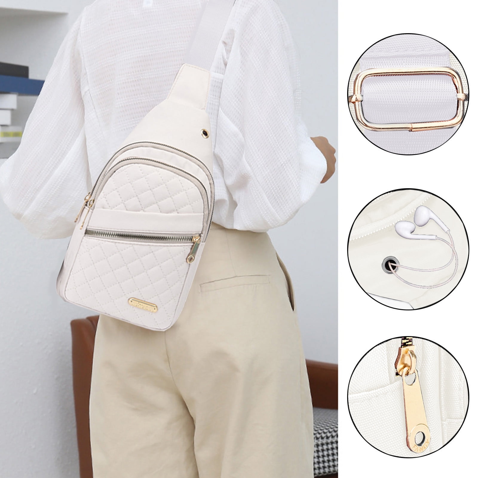 Suncoda Sling Bag for Women, Crossbody Sling Backpack Small Sling Bag Multipurpose Crossbody Shoulder Bag Travel Hiking Backpack, Sling Bag for Men #1-White - Image 6