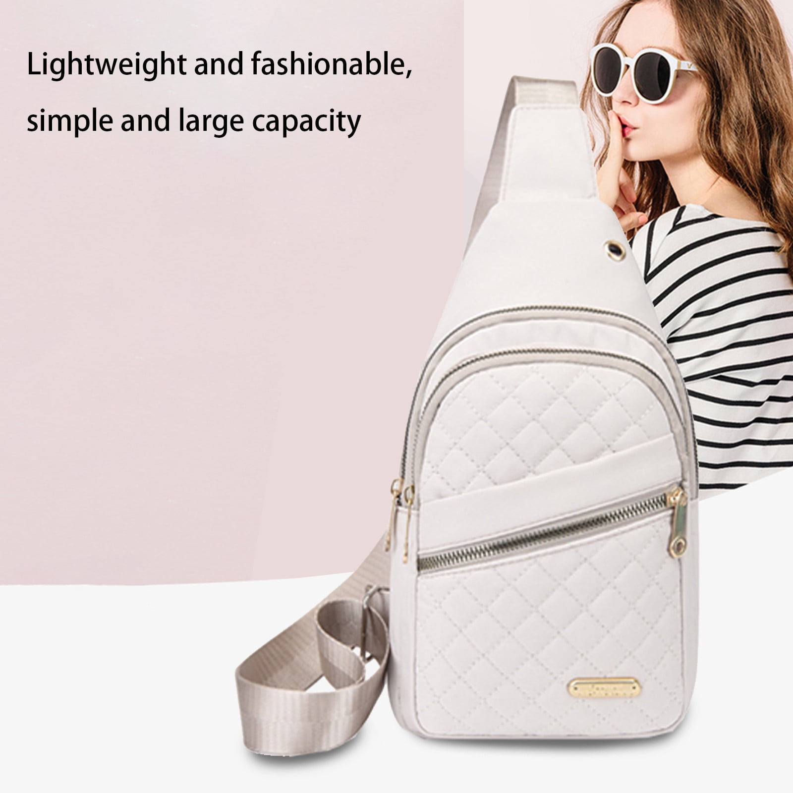 Suncoda Sling Bag for Women, Crossbody Sling Backpack Small Sling Bag Multipurpose Crossbody Shoulder Bag Travel Hiking Backpack, Sling Bag for Men #1-White - Image 8