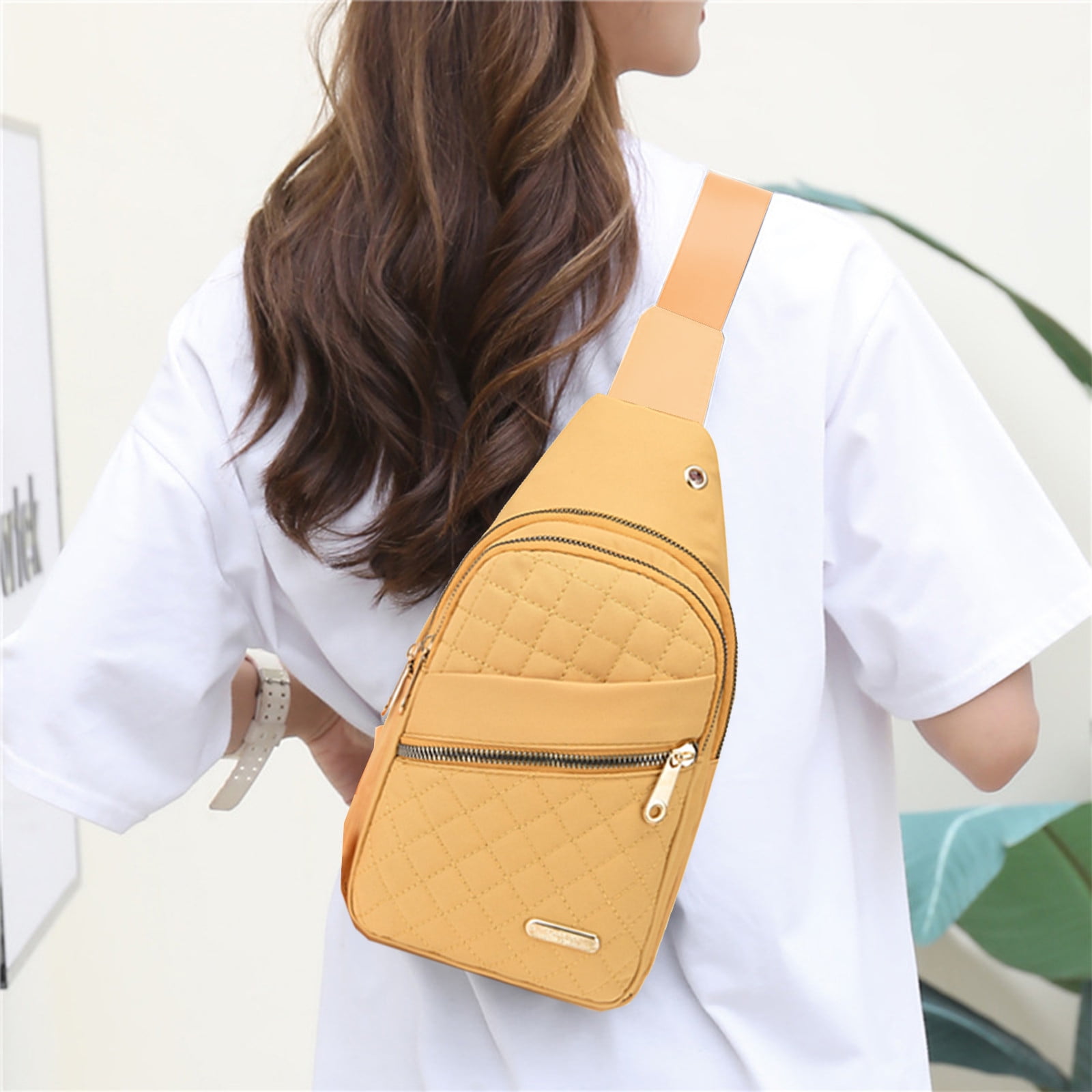 Suncoda Sling Bag for Women, Crossbody Sling Backpack Small Sling Bag Multipurpose Crossbody Shoulder Bag Travel Hiking Backpack, Sling Bag for Men #1-Yellow - Image 1