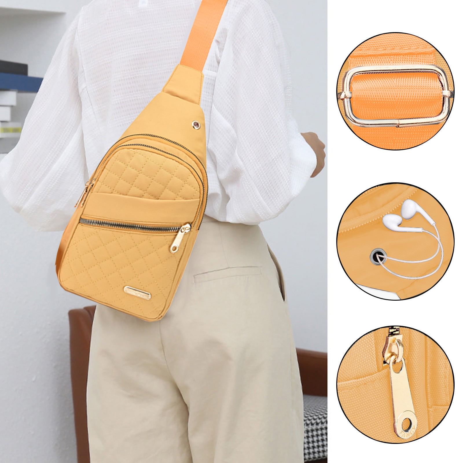 Suncoda Sling Bag for Women, Crossbody Sling Backpack Small Sling Bag Multipurpose Crossbody Shoulder Bag Travel Hiking Backpack, Sling Bag for Men #1-Yellow - Image 6
