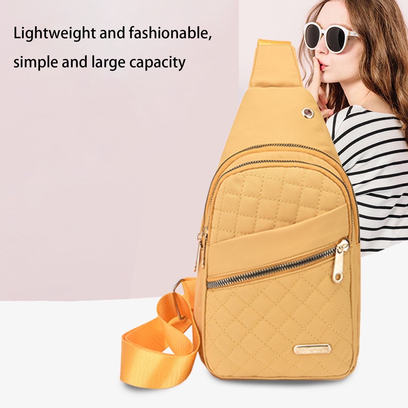 Suncoda Sling Bag for Women, Crossbody Sling Backpack Small Sling Bag Multipurpose Crossbody Shoulder Bag Travel Hiking Backpack, Sling Bag for Men #1-Yellow - Image 8