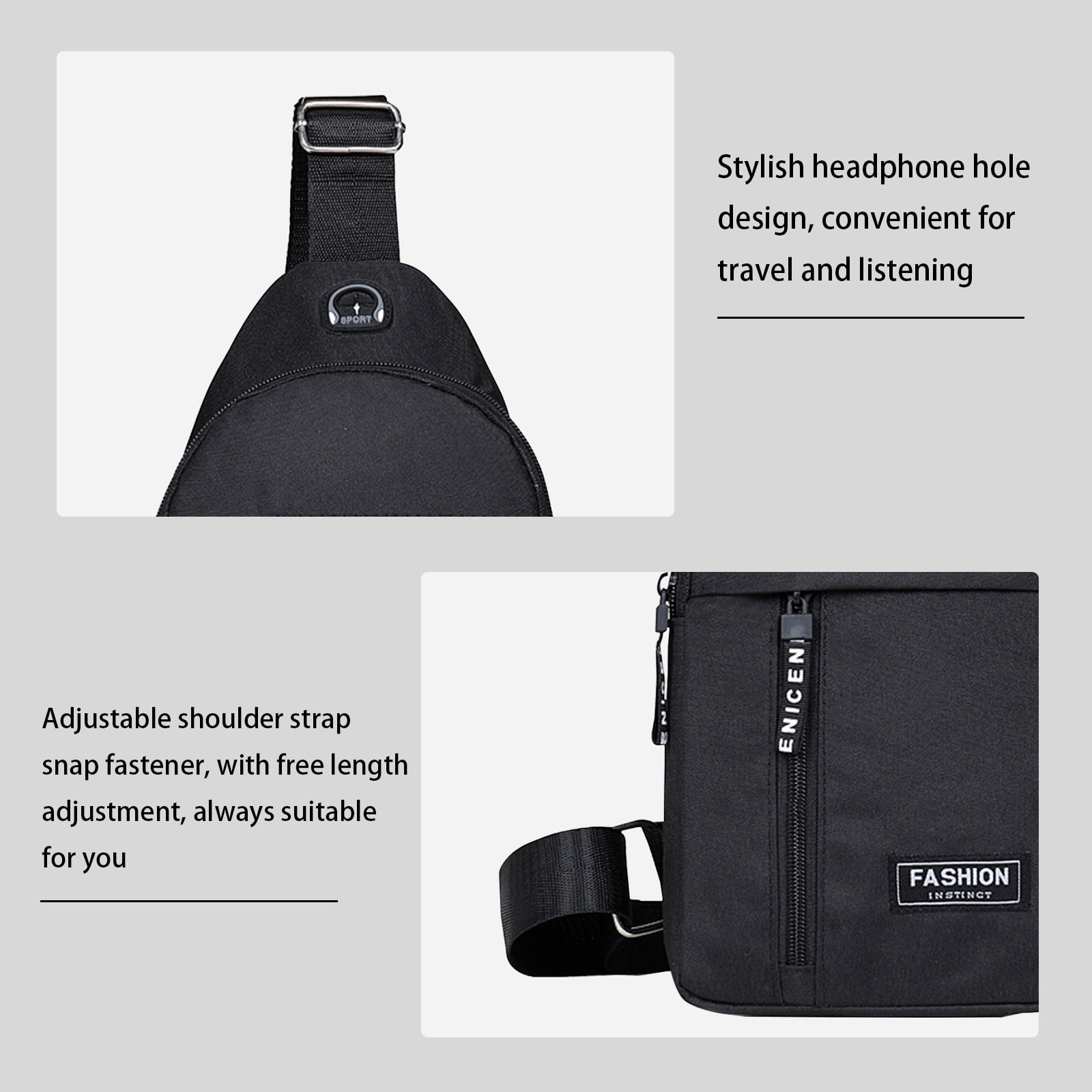 Suncoda Sling Bag for Women, Crossbody Sling Backpack Small Sling Bag Multipurpose Crossbody Shoulder Bag Travel Hiking Backpack, Sling Bag for Men #2-Black - Image 6