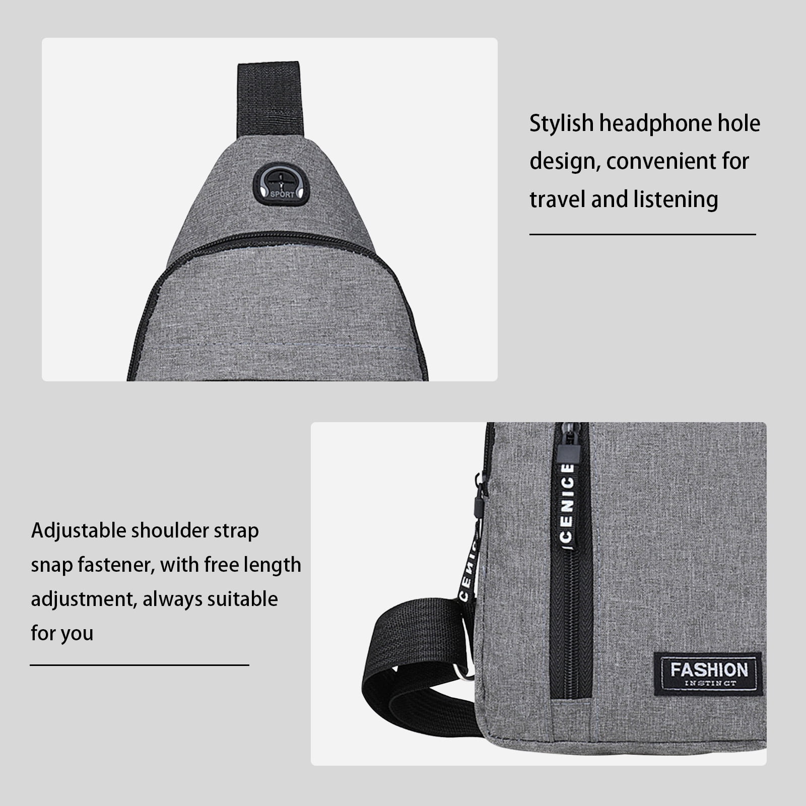 Suncoda Sling Bag for Women, Crossbody Sling Backpack Small Sling Bag Multipurpose Crossbody Shoulder Bag Travel Hiking Backpack, Sling Bag for Men #2-Gray - Image 6