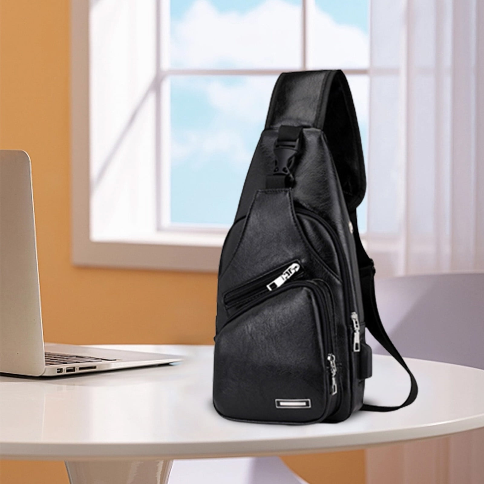 Suncoda Sling Bag for Women, Crossbody Sling Backpack Small Sling Bag Multipurpose Crossbody Shoulder Bag Travel Hiking Backpack, Sling Bag for Men #3-Black - Image 4