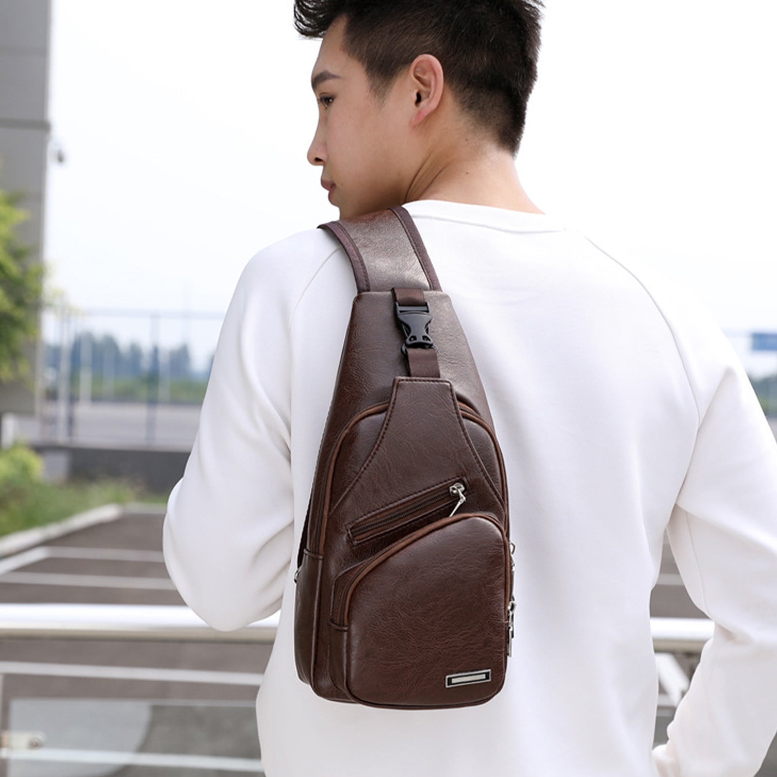 Suncoda Sling Bag for Women, Crossbody Sling Backpack Small Sling Bag Multipurpose Crossbody Shoulder Bag Travel Hiking Backpack, Sling Bag for Men #3-Brown - Image 1