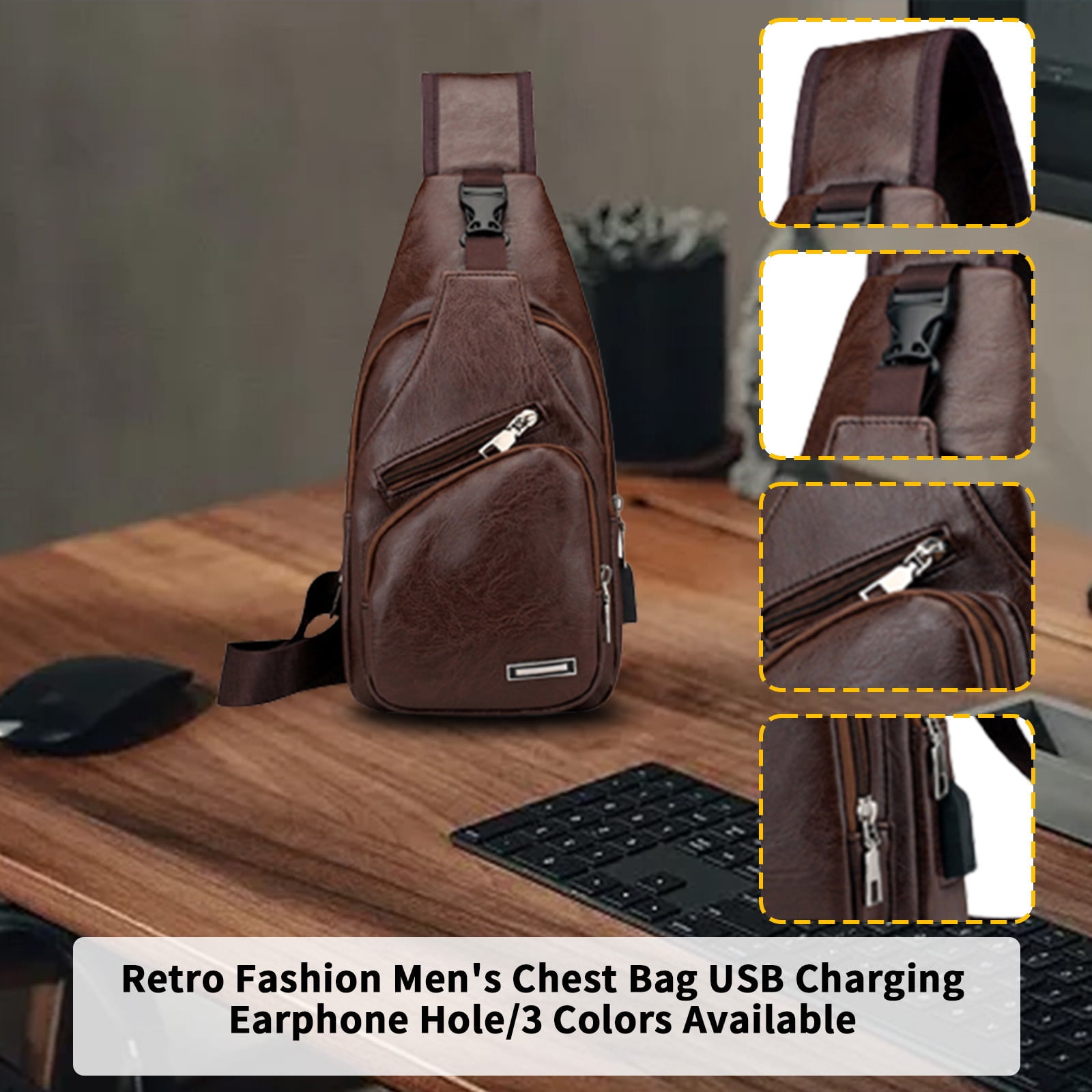 Suncoda Sling Bag for Women, Crossbody Sling Backpack Small Sling Bag Multipurpose Crossbody Shoulder Bag Travel Hiking Backpack, Sling Bag for Men #3-Brown - Image 5
