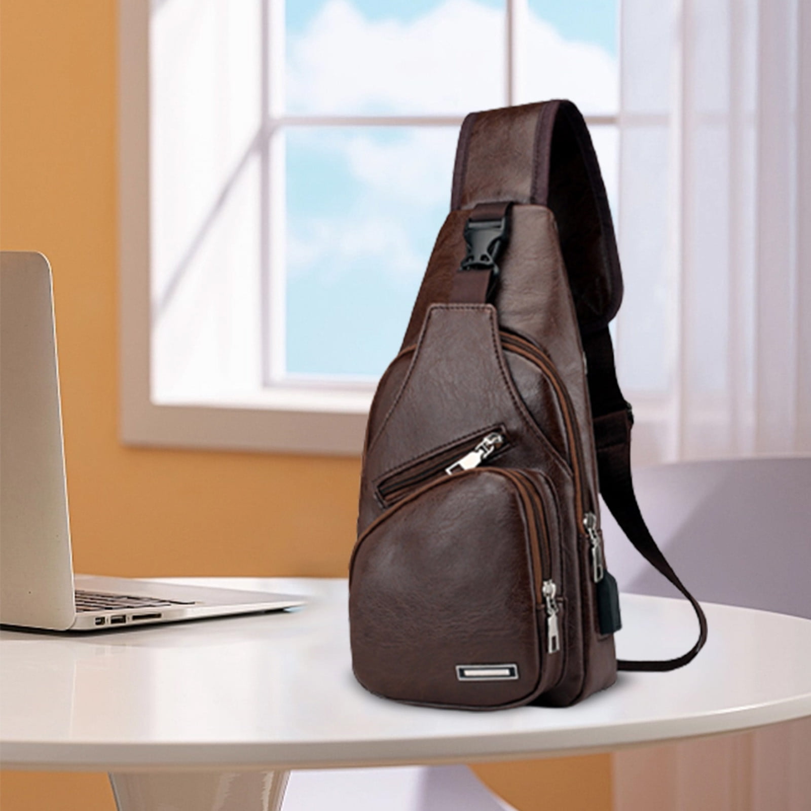 Suncoda Sling Bag for Women, Crossbody Sling Backpack Small Sling Bag Multipurpose Crossbody Shoulder Bag Travel Hiking Backpack, Sling Bag for Men #3-Brown - Image 6