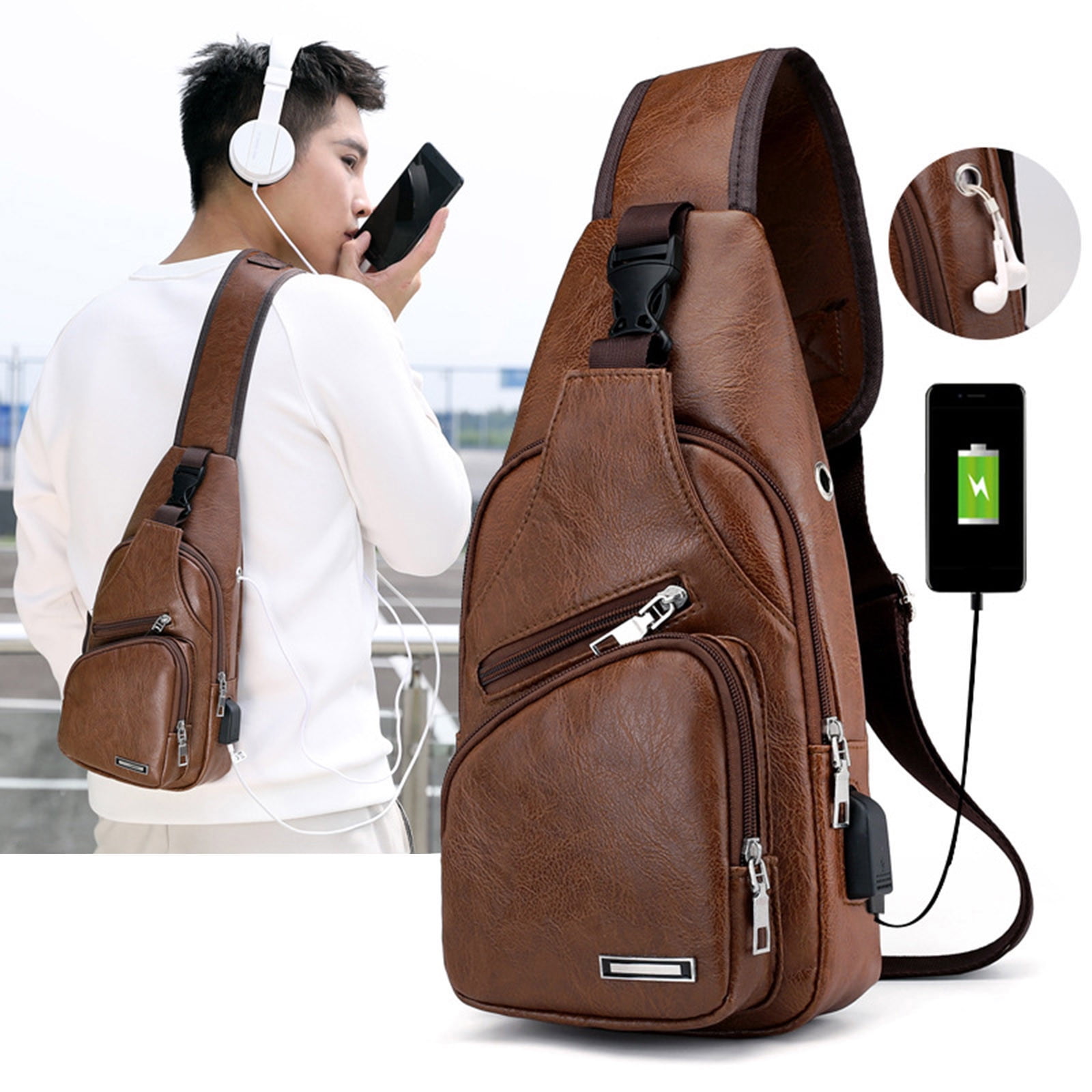Suncoda Sling Bag for Women, Crossbody Sling Backpack Small Sling Bag Multipurpose Crossbody Shoulder Bag Travel Hiking Backpack, Sling Bag for Men #3-Khaki - Image 1