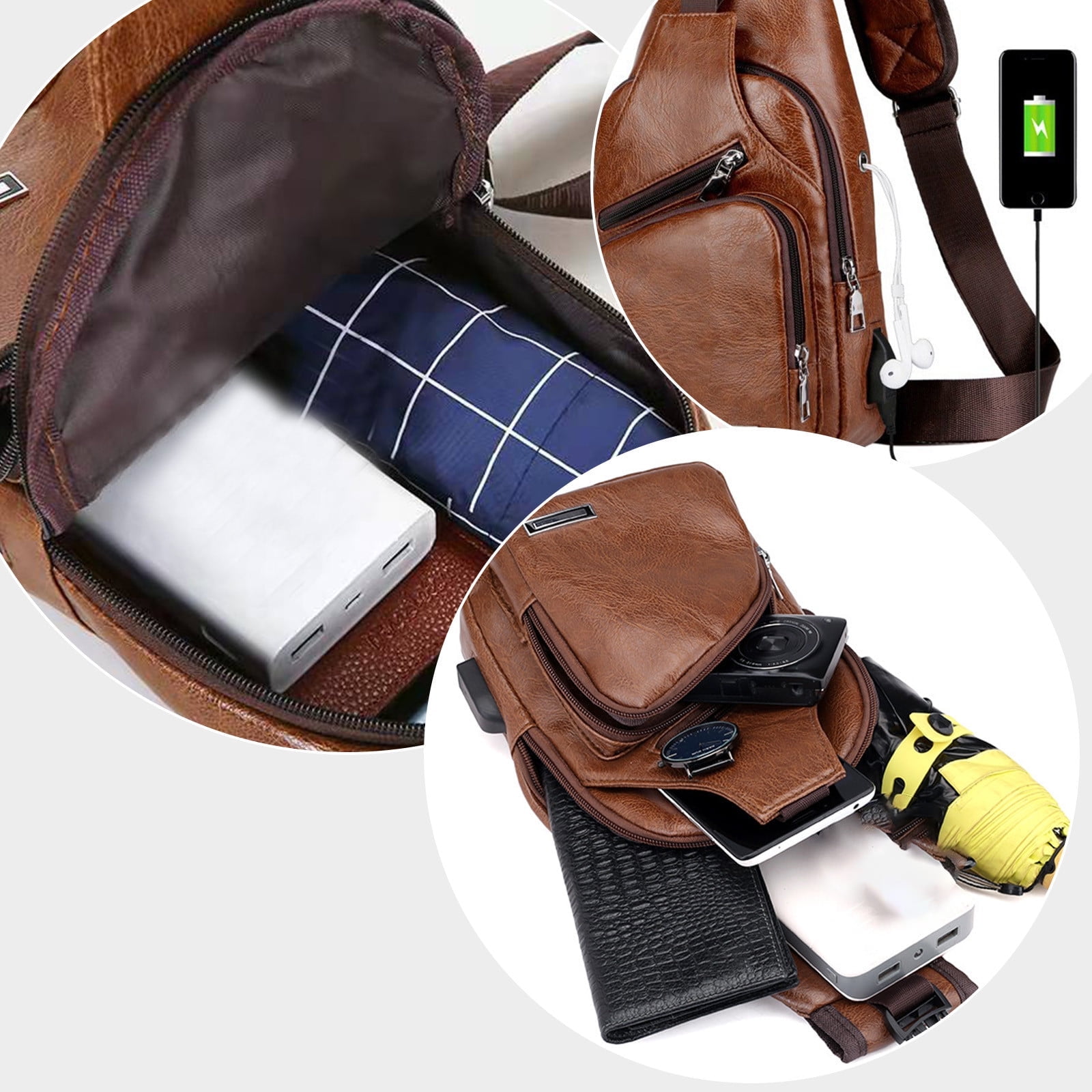 Suncoda Sling Bag for Women, Crossbody Sling Backpack Small Sling Bag Multipurpose Crossbody Shoulder Bag Travel Hiking Backpack, Sling Bag for Men #3-Khaki - Image 4