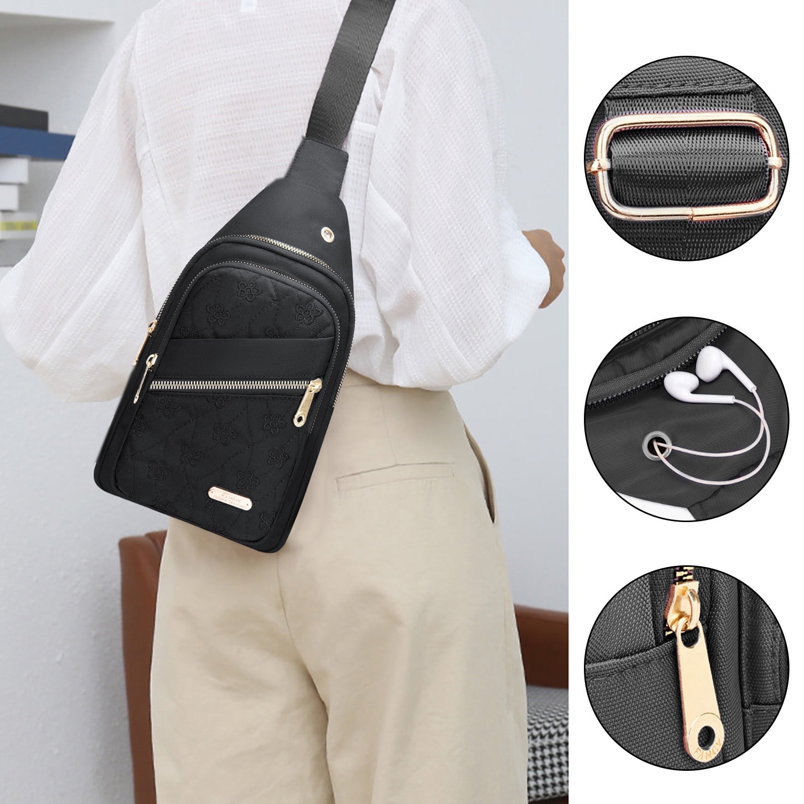 Suncoda Sling Bag for Women, Crossbody Sling Backpack Small Sling Bag Multipurpose Crossbody Shoulder Bag Travel Hiking Backpack, Sling Bag for Men #5-Black - Image 4
