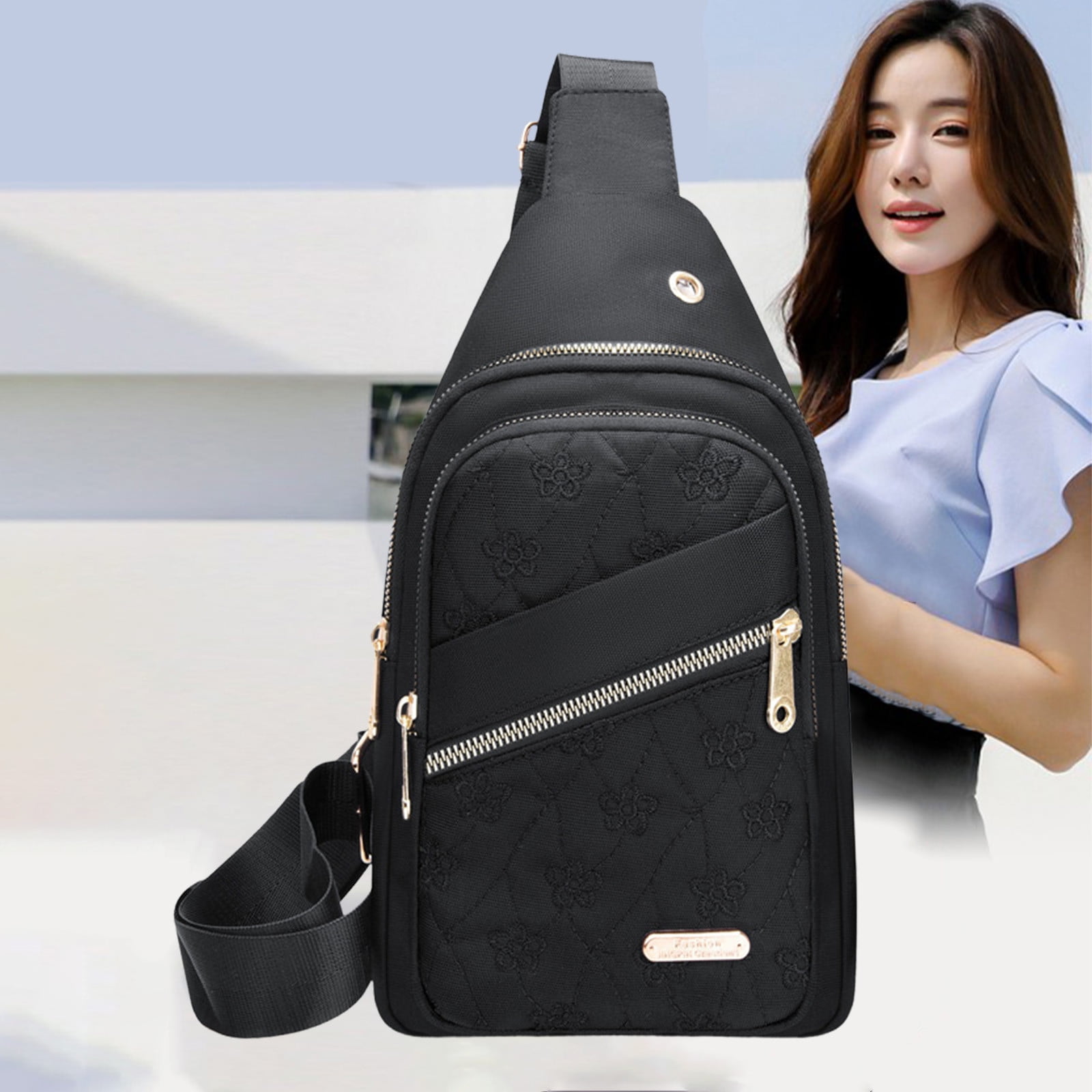 Suncoda Sling Bag for Women, Crossbody Sling Backpack Small Sling Bag Multipurpose Crossbody Shoulder Bag Travel Hiking Backpack, Sling Bag for Men #5-Black - Image 5